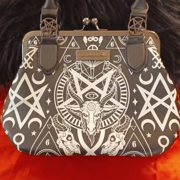 Killstar Handbags - KILLSTAR OCCULT GRAPHIC PENTAGRAM HANDEL HARDWARE KISSLOCK CROSSBODY/SHOULDER